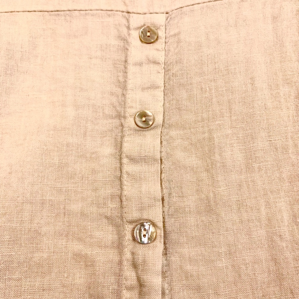 Boho chic 100% Linen Made in Italy tan/beige high low top buttons spring/beach - Picture 11 of 16